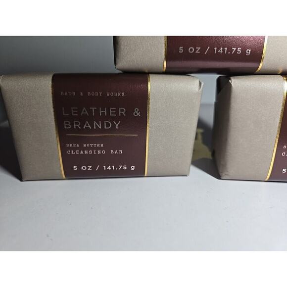 Bath & Body Works Shea Butter CLEANSING BAR LEATHER & BRANDY 3 Pack - Picture 3 of 8